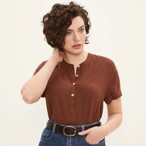 Frank & Oak Textured Viscose Button-Up Blouse